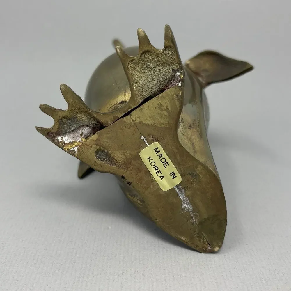 Vintage Brass Penguin Bird Statue Figurine 7.5” Ornate Metal Aged Patina